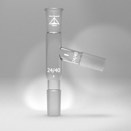 Adapter, Connecting, Three Way, Side Distilling Port at 75° Angle